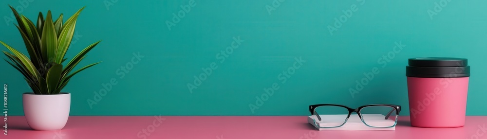 Poster goal setting flat design top view career growth theme 3d render complementary color scheme