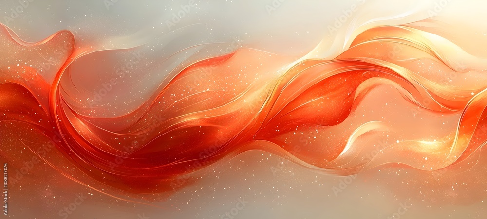 Aufkleber a mesmerizing abstract representation featuring flowing waves of orange and white hues, creating a s