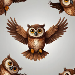 Naklejka premium Cute owl flying cartoon