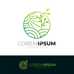 icon of a lush, sunlit plantation, line style logos