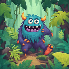 Fototapeta premium monster background illustration in the middle of the forest