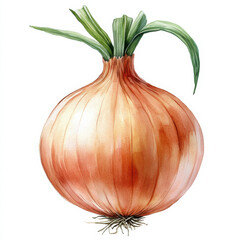 beautiful watercolor illustration of fresh Vidalia onion, showcasing its vibrant colors and