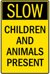 Slow, kids at play signs