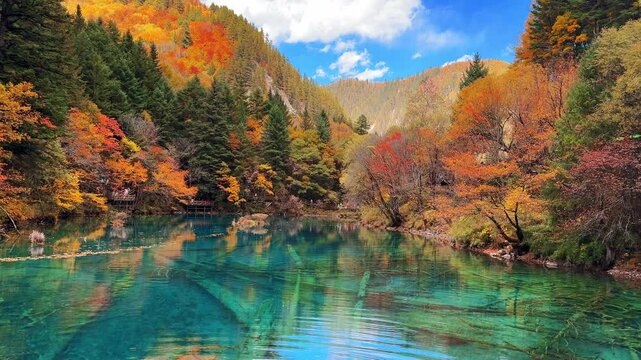 jiuzhaigou national park in autumn, China.