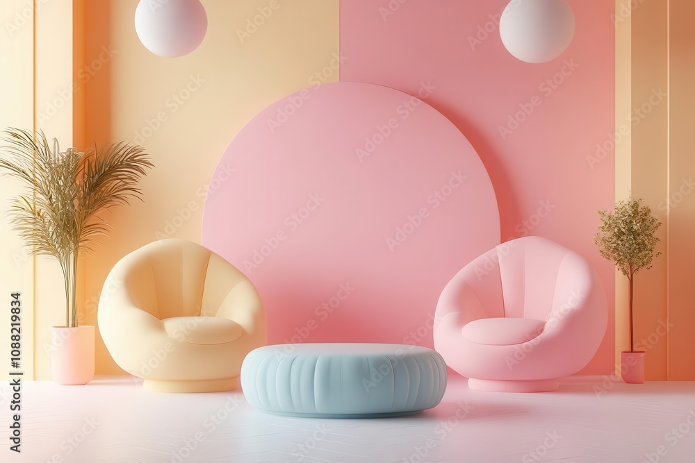 Poster assistance interaction flat design side view client feedback theme 3d render colored pastel