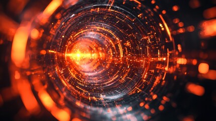 Obraz premium Vivid Abstract Swirling Patterns in Orange and Black, Representing Energy Flow, Digital Communication, and Dynamic Motion, Evoking a Sense of Modern Technology and Innovation