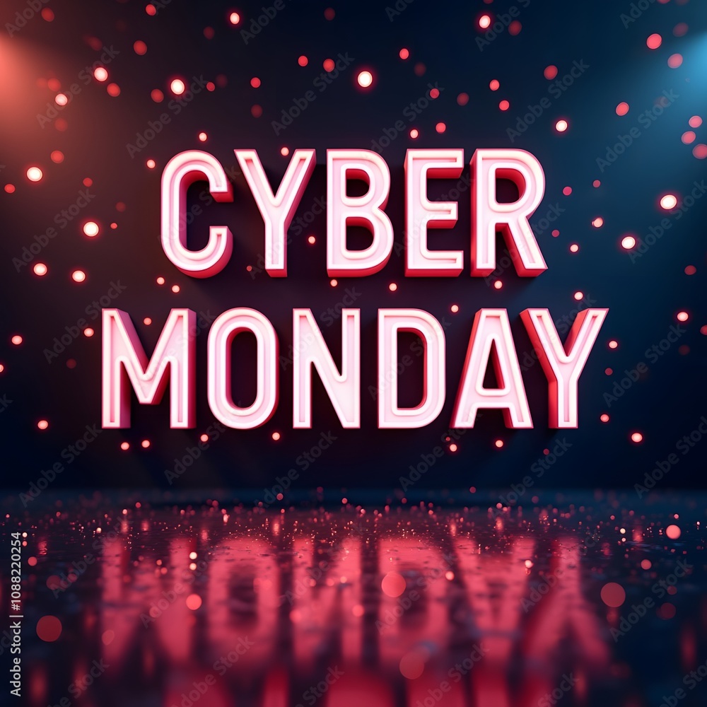 Poster cyber monday neon sign. 3d rendering. cyber monday text generated by ai