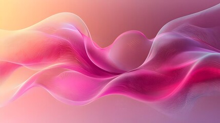 Obraz premium An abstract wave design featuring soft and flowing pink and orange hues, creating a vibrant and dynamic atmosphere that evokes fluidity and movement.