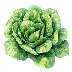 Fototapeta premium Fresh green lettuce with vibrant leaves, perfect for salads and dishes