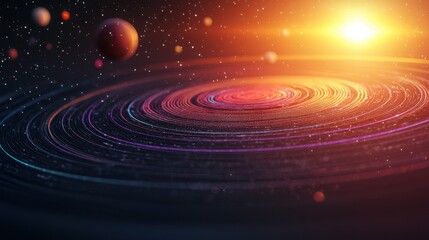 Vibrant Cosmic Formation with Colorful Swirls, Celestial Bodies, and Distant Starburst Creating a Stunning Galactic Scene in the Universe