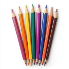 Fototapeta premium A vibrant array of colored pencils arranged in a neat row, perfect for artistic inspiration.