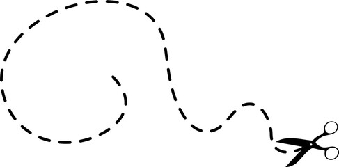 Scissors with cut lines. Paper cut icon with dotted line