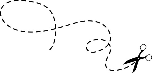 Scissors with cut lines. Paper cut icon with dotted line