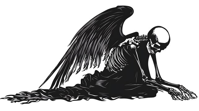 Skeleton Angel Sitting