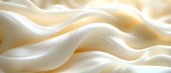 Fototapeta premium Close-up of smooth, creamy waves of whipped cream, showcasing a soft and luscious texture that evokes indulgence and satisfaction.