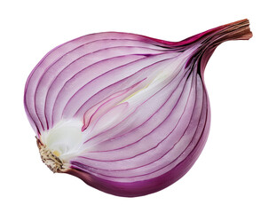Piece of red onion isolated on transparent background