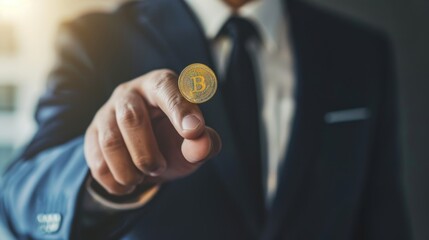 Financial plan investment strategy, decision to make profit or pay off debt, contemplation or thinking about savings and wealth concept, confident businessman spinning big money coin on his finger