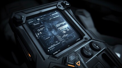 Fototapeta premium Futuristic high-tech display showing intricate digital interface and controls