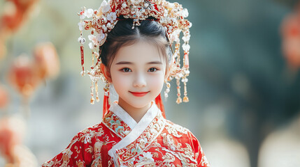 Fototapeta premium Young Empress in Traditional Chinese Clothing 
