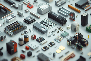Fototapeta premium Organizing electrical equipment a neat arrangement of technology components in a modern workspace