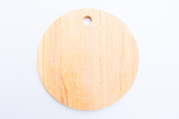 brown wooden sphere cuttingboard isolated on white background