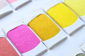 sample color shade of colorful fabric textile of clothing industry