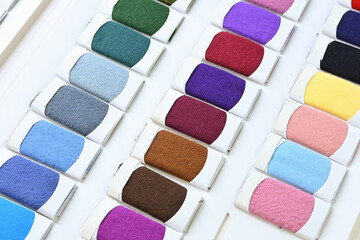 sample color shade of colorful fabric textile of clothing industry