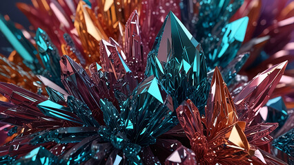 A 3D render of an abstract background with a crystal texture.