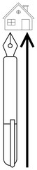 Pen house upward arrow symbolize creativity future goals growth progress imagination, innovation. Ideal for education, real estate, writing, dreams, architecture, motivation. Line metaphor