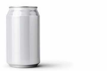 Blank White Aluminum Can on a Bright Background, Ideal for Custom Designs and Branding, Perfect for Beverage Marketing and Product Photography Projects