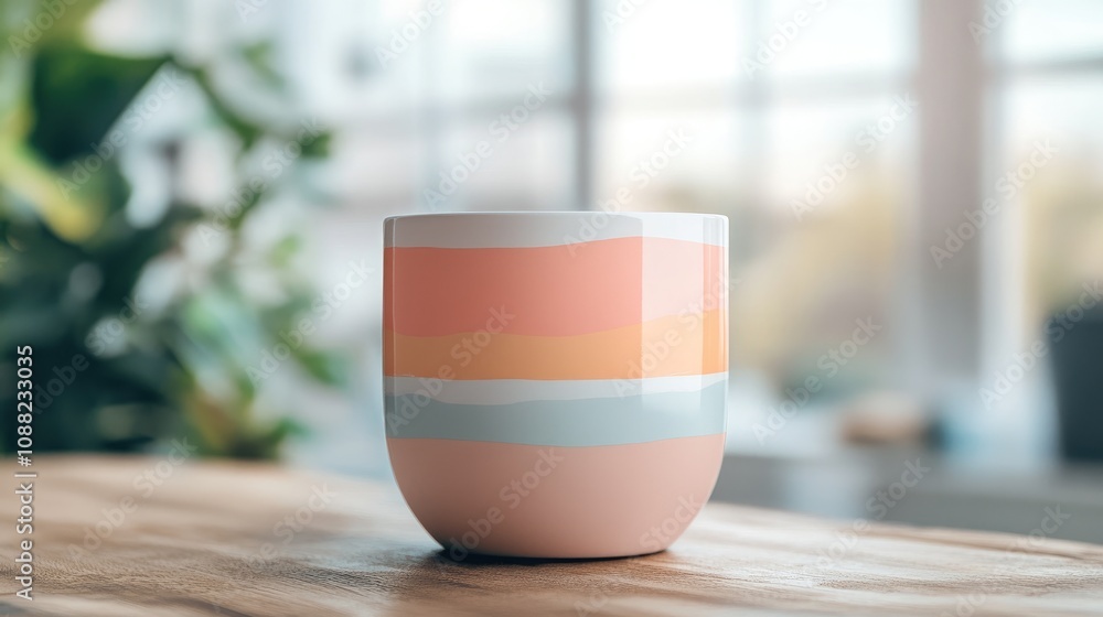 Poster gradient color blocks in pastel shades, creating a soft and modern abstract design for a stylish cup