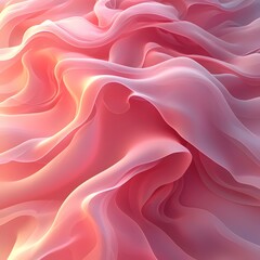 Fototapeta premium Soft, flowing layers of translucent fabric in shades of pink and coral create a dreamy, ethereal atmosphere, evoking a sense of calm and serenity.
