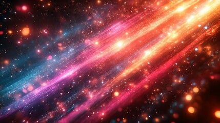 Fototapeta premium Abstract glowing streaks of light and sparkles.