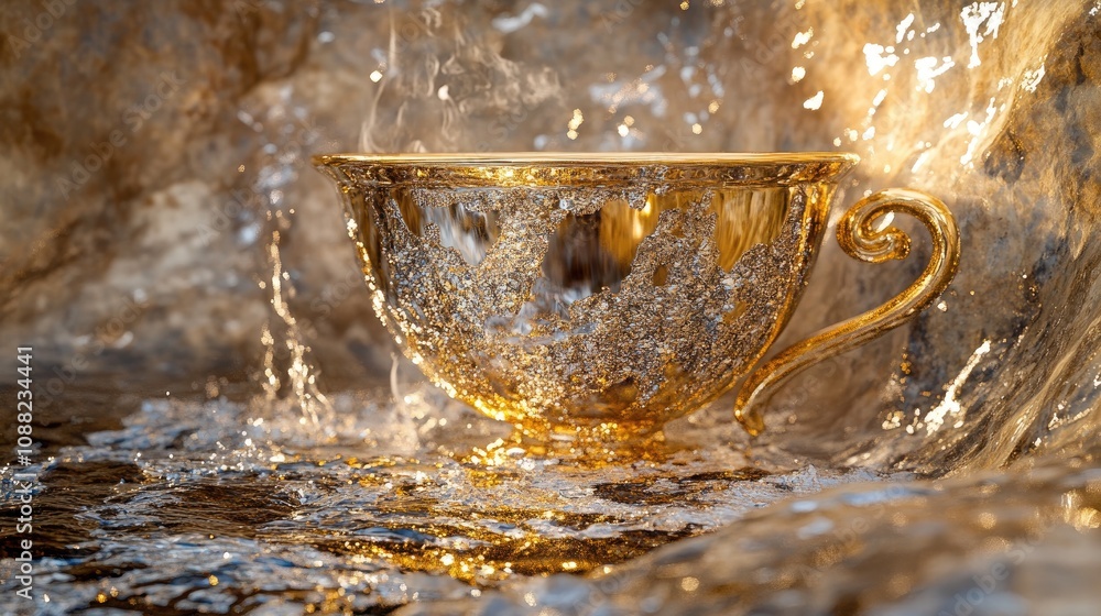 Poster abstract metallic texture with shimmering gold and silver elements, adding a luxurious feel to the c