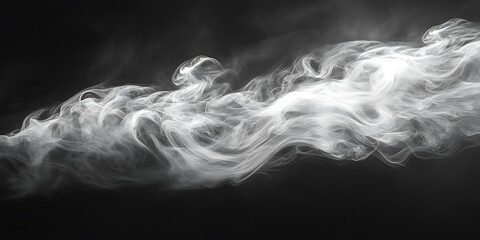 Abstract white smoke swirls on black background.