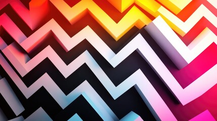 Bold zigzag and chevron patterns in black, white, and neon colors, creating a striking and trendy design