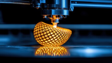 Advanced 3D Printer Creating Intricate Design with Bright Orange Filament on a Smooth Surface in a Modern Workshop Environment