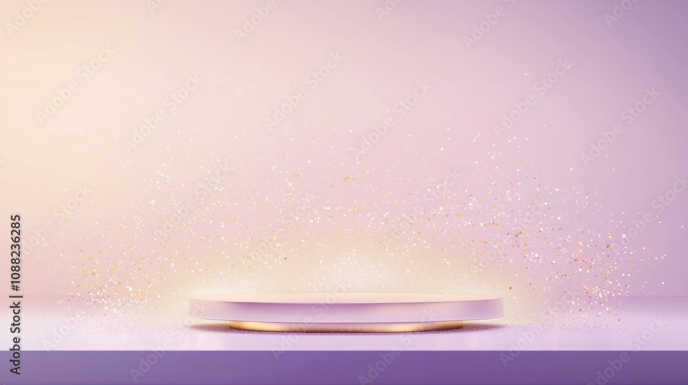 Poster elegant platform surrounded by sparkling particles on a soft gradient background ideal for product d