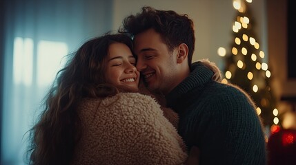 Warm embrace of love during festive holiday season