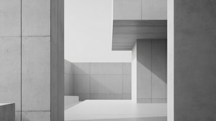 Obraz premium Minimalist concrete architecture with geometric shapes and light.