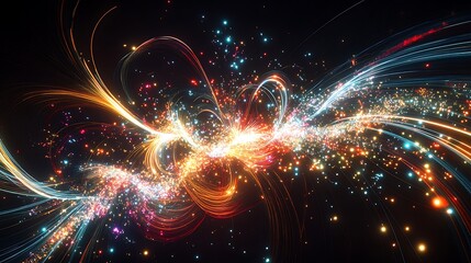 Fototapeta premium Abstract swirling light trails and particles.