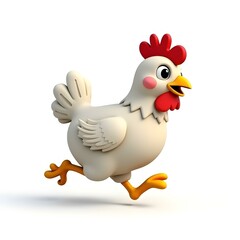 This is a vibrant and playful 3D cartoon illustration of a chicken. It appears well-designed with smooth textures, making it suitable for animation, games, or educational purposes