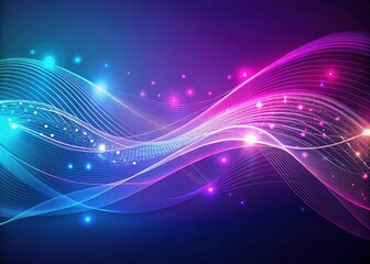 Abstract Wavy Lines with Glowing Dots in a Modern Aesthetic, Perfect for Backgrounds, Tech Designs, and Digital Art, Featuring Vibrant Colors and Fluid Patterns for Eye-Catching Visuals