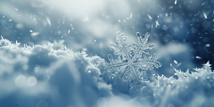 A simple illustration of oversized snow flake cristals moving, swirling through the frame in a sort of wave