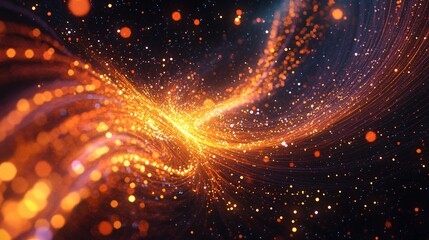 2410_188.big data stream representation, luminous fiber optic lines, dark cosmic environment, pulsing energy trails, cutting-edge network imagery, vector art style