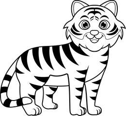 Cute cartoon tiger line art
