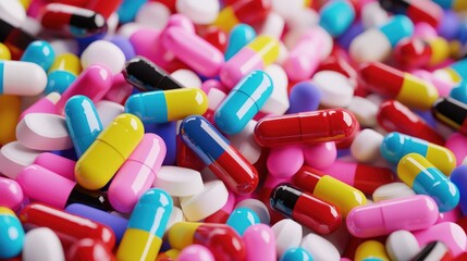 Pharmaceutical capsules display laboratory environment health products close-up view medicine concept