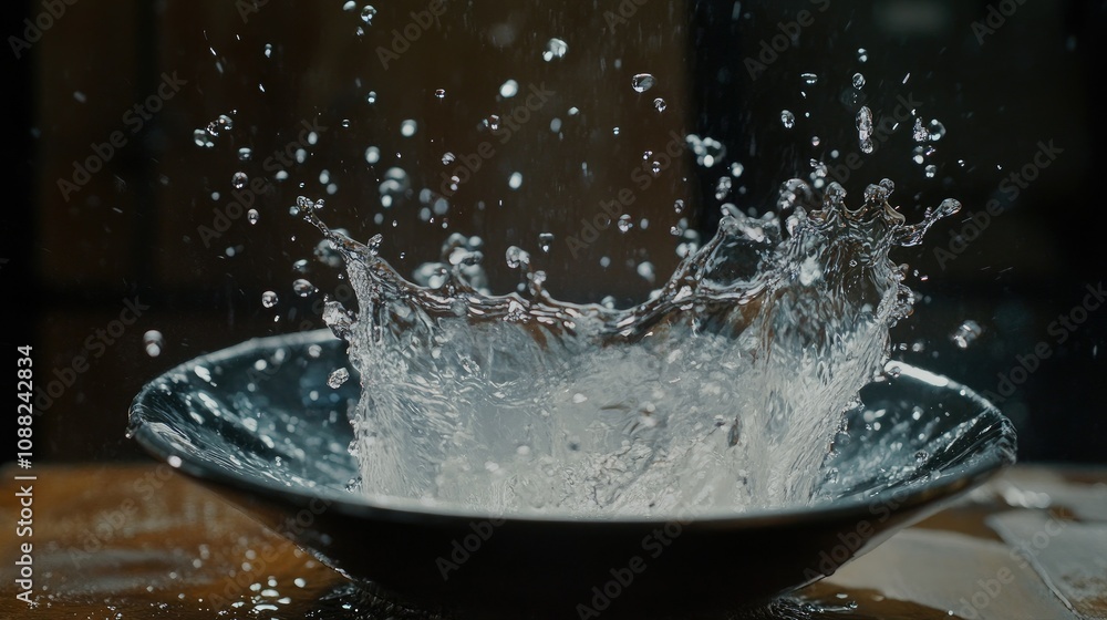 Aufkleber a dynamic splash of water in motion with droplets suspended mid-air for a refreshing effect.
