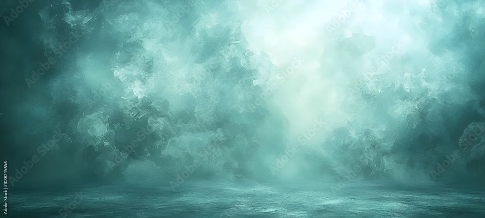 Poster a mesmerizing abstract background featuring deep teal and misty hues, creating an ethereal and dream