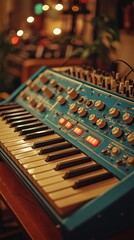 Retrofuturism, demonstration a synthesizers laboratory studio, macro, gopro, 